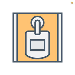 Stall of public toilet room or restroom for men vector icon. That sanitary ware install or hang on wall consist of urinal bowl separated by partition screen or board or divider for privacy. 64x64 px.