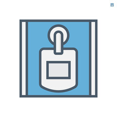 Stall of public toilet room or restroom for men vector icon. That sanitary ware install or hang on wall consist of urinal bowl separated by partition screen or board or divider for privacy. 64x64 px.