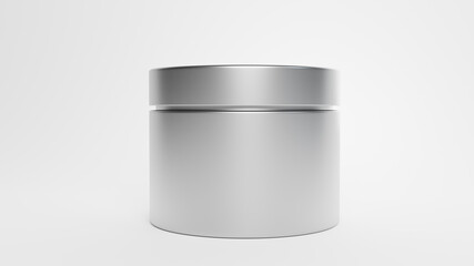 Metalic Plasstic Jar Mockup on white background font view  3D rendering