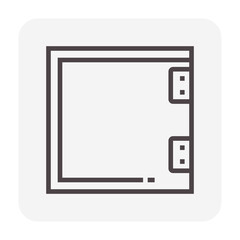 Sanitary partition vector icon. Also called stall or divider consist of wood material and equipment for assembly cubicle in interior of commercial building i.e. public toilet room, restroom, changing 