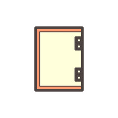 Sanitary partition vector icon. Also called stall or divider consist of wood material and equipment for assembly cubicle interior of commercial building i.e. public toilet room, restroom and washroom.