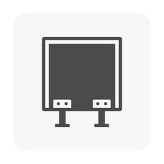 Sanitary partition vector icon. Also called stall or divider consist of wood material and equipment for assembly cubicle interior of commercial building i.e. public toilet room, restroom and washroom.