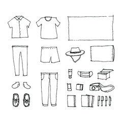 set of t shirts and traveling kits