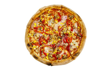 Delicious fresh pizza isolated on white background