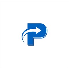 letter p logo and arrow logo design vector