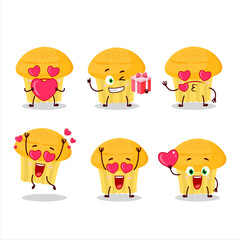Cheese muffin cartoon character with love cute emoticon