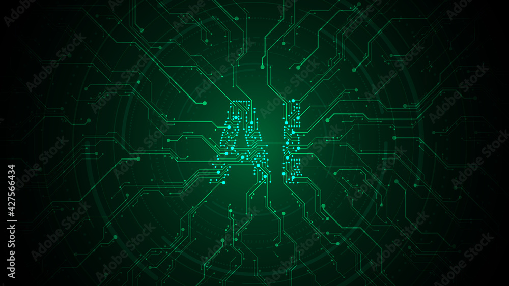 Wall mural ai operating system at the center of various work systems.