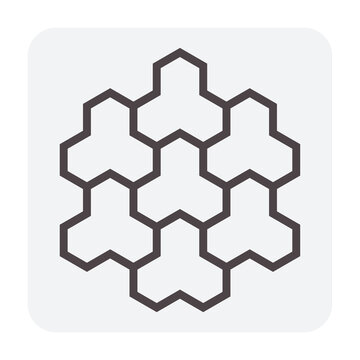 Concrete paver block pavement floor or brick vector icon. For landscape, outdoor, garden by paving on ground to create trihex pattern. That sidewalk, road, patio, path or street. Editable stroke.