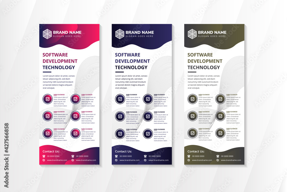Poster set of illustration vector graphic of vertical banner for software development technology. transpare