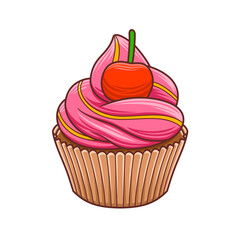 Cup Cakes Vector in Flat Design Style