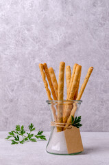 Traditional breadsticks with salt