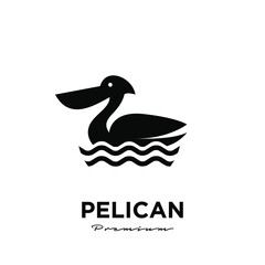 swimming black pelican vector logo icon illustration isolated background