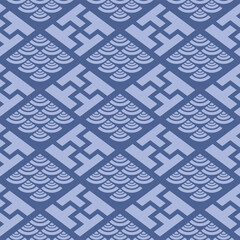 Fototapeta premium Japanese Wave Diamond Motif Vector Seamless Pattern