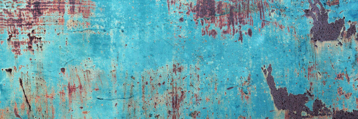 The surface of the old iron has rusted and peeled off. Rust stains on galvanized sheets. Abstract background for decorative and work design.