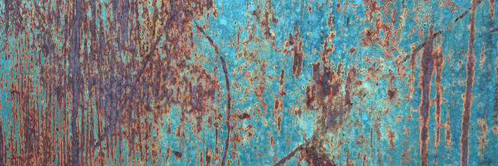 The surface of the old iron has rusted and peeled off. Rust stains on galvanized sheets. Abstract background for decorative and work design.