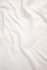 Fabric backdrop White linen canvas crumpled natural cotton fabric Natural handmade linen top view background Organic Eco textiles White Fabric texture