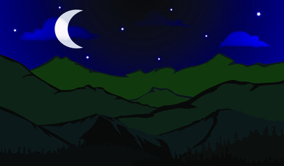 Landscape Valley in night background , vector illustration background