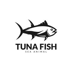 vector design negative space tuna fish logo. logo template