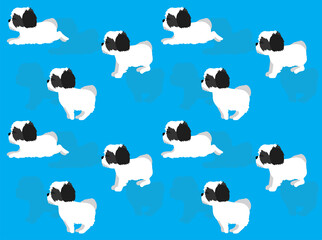 Animal Animation Sequence Havanese Walking Cartoon Vector Seamless Wallpaper