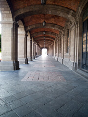 Corridors with columns in historic building,  Historic Center of Mexico City