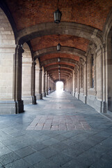 Corridors with columns in historic building,  Historic Center of Mexico City