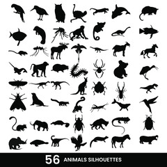Set of animals silhouettes icon vector. Eps10 vector illustration.