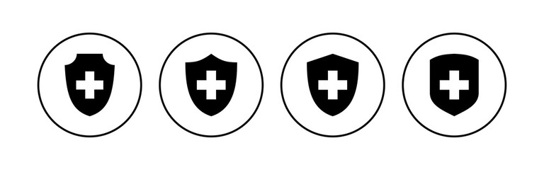 Fototapeta premium Health insurance icon set. Insurance health document icon