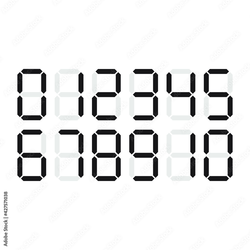 Poster digital clock number set. electronic figures. eps 10 vector illustration.