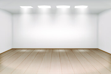 Empty white wall and spotlights. Interior empty room. Eps 10 vector illustration.