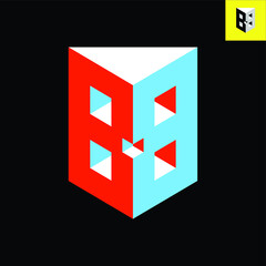 Letter B 3D Logo
Mirrored twin Letter B monogram logo design in stylish 3D-look art. Vector logo in red, white, blue colors. Eps 8.
