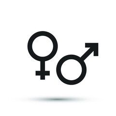 Gender icon. Isolated vector Venus and Mars planets symbol of women and men. Female and Male sex identity sign.	