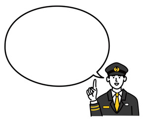 男性　若い　車掌　ベクター　ポップ　提案　アドバイス　人差し指　空欄　空白　
