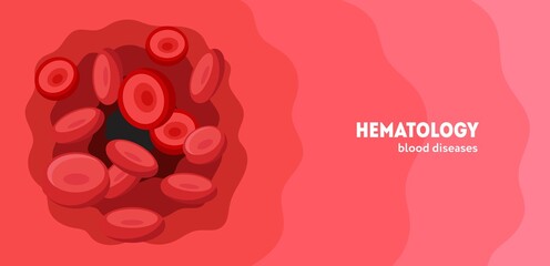 Blood cell hematology. Illustration in flat style.