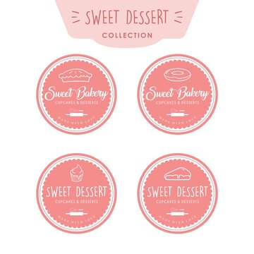 Bakery and Dessert Logo, Sweet Bakery Logo, Simple Bakery Logo Set, Bakery Logo Collection Vector Template