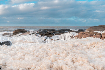 Wavy shore in Santa Teresa National Park in Uruguay