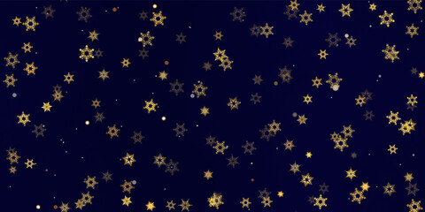 Gold snowflakes holiday seamless pattern.