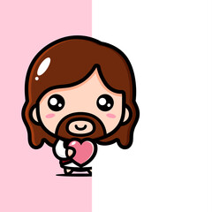 cute half jesus cartoon vector design
