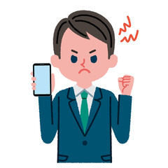 スマートフォンを持っているスーツを着た男性のイラスト