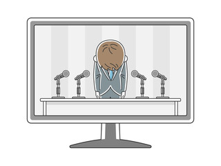 Fototapete 記者会見で謝罪する女性のイラスト Fototapeten R Design