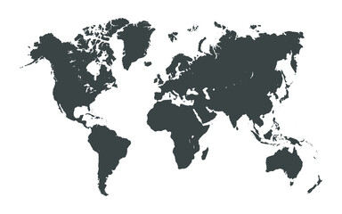 simple vector map of the world on white background