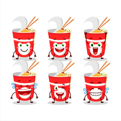 Cartoon character of cup noodles with smile expression