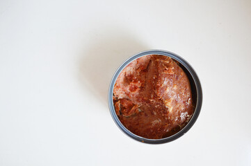 Frozen canned food in white background