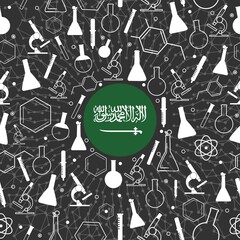 Science concept illustration. Background with chemistry lab icons