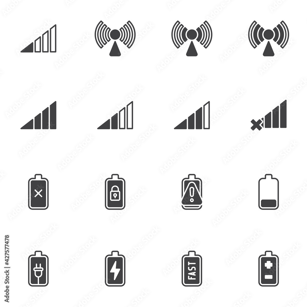 Poster smartphone ui vector icons set