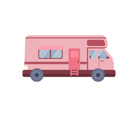 Trailers or family RV camping caravan, flat vector illustration isolated.