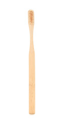 Wooden tooth brush on white background