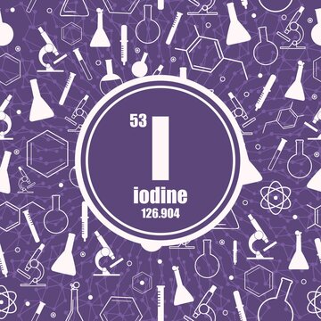 Iodine chemical element. Concept of periodic table.