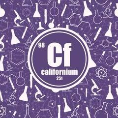 Californium chemical element. Concept of periodic table.