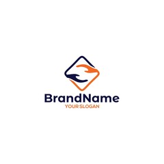 Hand Help Diamond Logo Design Vector