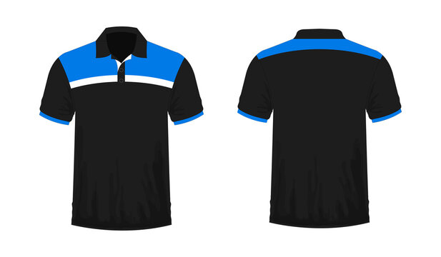 T-shirt Polo blue and black template for design on white background. Vector illustration eps 10.